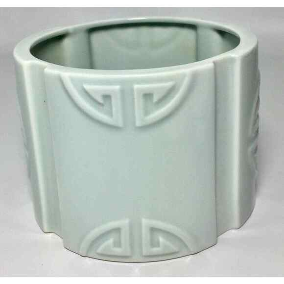 VINTAGE Signed 1980 Shafford Orientale Pale Green Planter Vase Home Decor - Picture 5 of 9